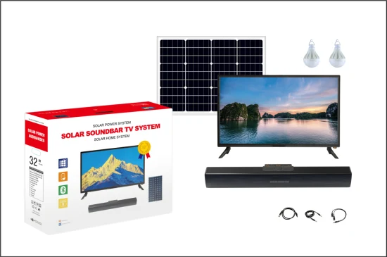 Système TV de barre de son solaire Pcv économique pour l'intérieur et l'extérieur Prise en charge de la barre de son solaire HiFi Bluetooth, carte TF, radio FM, USB, Aux, 18ah travail 7-8 heures